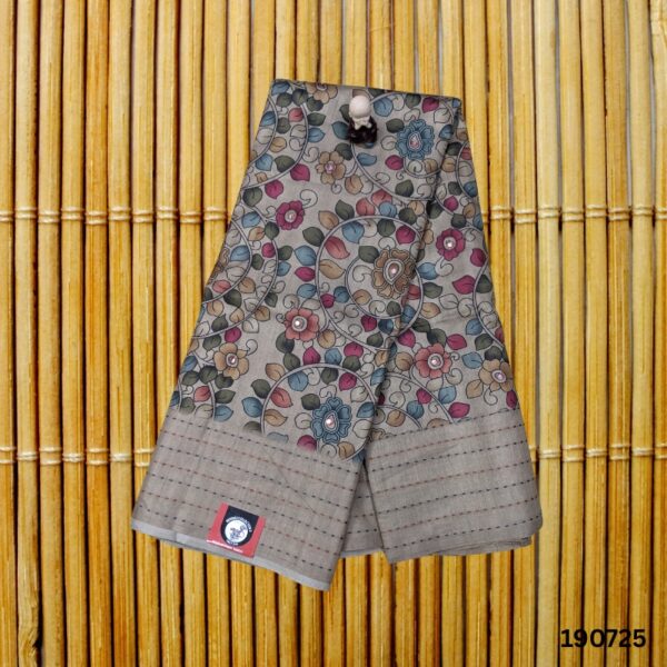 Vintage Beige Semi Tussar Kalamkari Saree